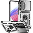 thumbnail image 1 of JTCASES for Samsung Galaxy A05S Case, Heavy Duty Protection Magnetic Car Mount Rotating Stand [Slide Camera Window] Rugged Shockproof Anti-fall Shell for Samsung A05S, Silver, 1 of 9