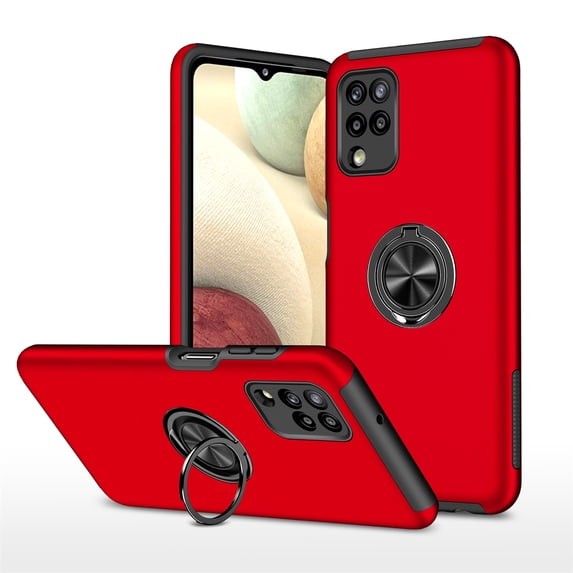 JTCASES for Samsung Galaxy A12 Case, Car Mount Bracket 2-layer Hybird Shockproof PC TPU Anti-fall Slim Fit Lightweight Magnetic Cover for Samsung Galaxy A12(6.5" 2020) - Red