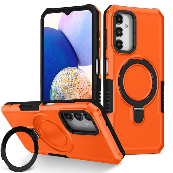 JTCASES for Samsung Galaxy A15 Case, Lens Protective Frame Foldable Rotating Bracket 2-layer Anti-fall Shockproof Anti-scratch Rugged Shell for Samsung Galaxy A15, Orange