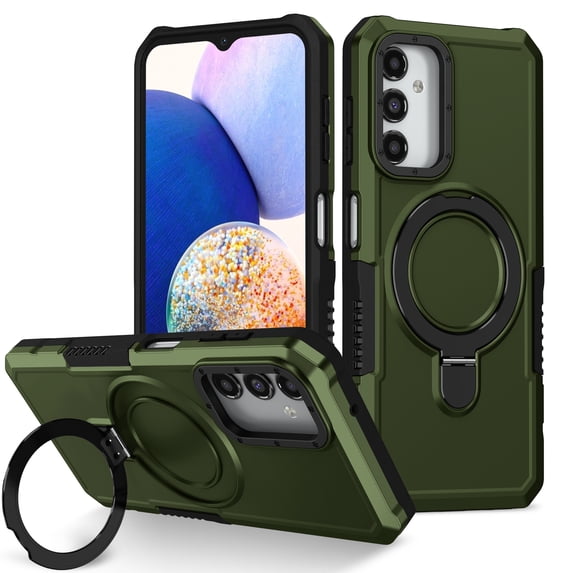 JTCASES for Samsung Galaxy A15 Case, Lens Protective Frame Foldable Rotating Bracket 2-layer Anti-fall Shockproof Anti-scratch Rugged Shell for Samsung Galaxy A15, Darkgreen