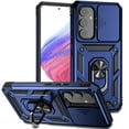thumbnail image 1 of JTCASES for Samsung Galaxy A34 5G Case, Heavy Duty Protection Magnetic Car Mount Rotating Stand [Slide Camera Window] Rugged Shockproof Anti-fall Shell for Samsung A34 5G, Blue, 1 of 9