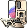 thumbnail image 1 of JTCASES for Samsung Galaxy A35 Case, Heavy Duty Protection Magnetic Car Mount Rotating Stand [Slide Camera Window] Rugged Shockproof Anti-fall Shell for Samsung A35, Gold, 1 of 9