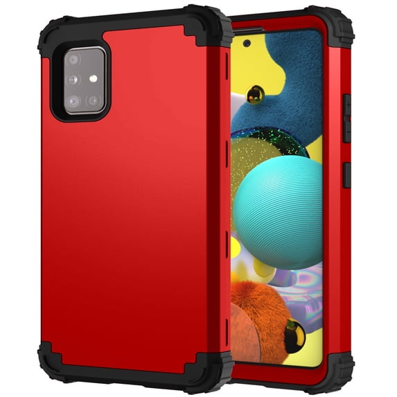 JTCASES for Samsung Galaxy A51 5G Case, Drop Resistant Corners, Wireless Charging, Heavy Duty Shockproof Hybrid Hard PC Bumper, Camera Protection, Skin-feel Anti-scratch Tough Cover, Red