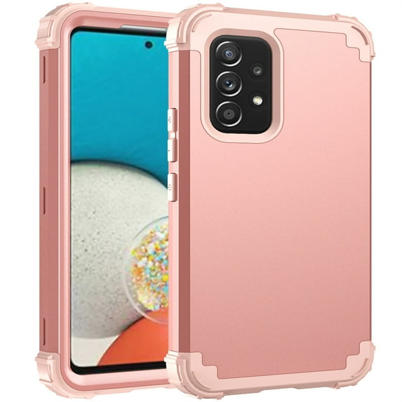 JTCASES for Samsung Galaxy A53 5G Case, Drop Resistant Corners, Wireless Charging, Heavy Duty Shockproof Hybrid Hard PC Bumper, Camera Protection, Skin-feel Anti-scratch Tough Cover, Rosegold
