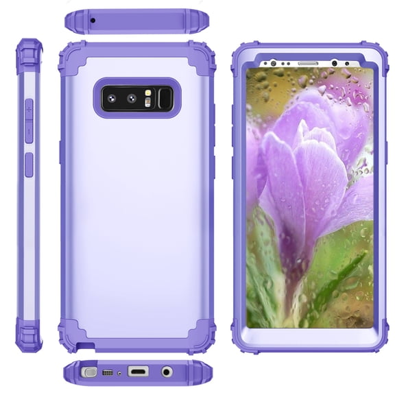 JTCASES for Samsung Galaxy Note 8 Case, Drop Resistant Corners, Wireless Charging, Heavy Duty Shockproof Hybrid Hard PC Bumper, Camera Protection, Skin-feel Anti-scratch Tough Cover, Lightpurple