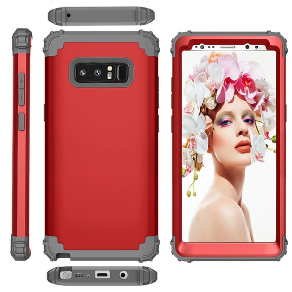 JTCASES for Samsung Galaxy Note 8 Case, Drop Resistant Corners, Wireless Charging, Heavy Duty Shockproof Hybrid Hard PC Bumper, Camera Protection, Skin-feel Anti-scratch Tough Cover,  Red