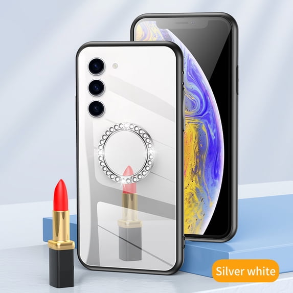 JTCASES for Samsung Galaxy S20 Case, Glitter Diamond Ring Kickstand Mirror Backplane Make-up Women Girls Bling Luxury Phone Stand Cover Shockproof Anti-fall, Silver