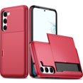thumbnail image 1 of JTCASES for Samsung Galaxy S21 Case with Hidden Card Slot[Up to 2] Shockproof Silicone Bumper Rugged Cover Drop Resistant Slim Hybird for Samsung Galaxy S21 Anti-scratch, Red, 1 of 10