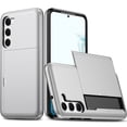 thumbnail image 1 of JTCASES for Samsung Galaxy S21 Case with Hidden Card Slot[Up to 2] Shockproof Silicone Bumper Rugged Cover Drop Resistant Slim Hybird for Samsung Galaxy S21 Anti-scratch, Silver, 1 of 10