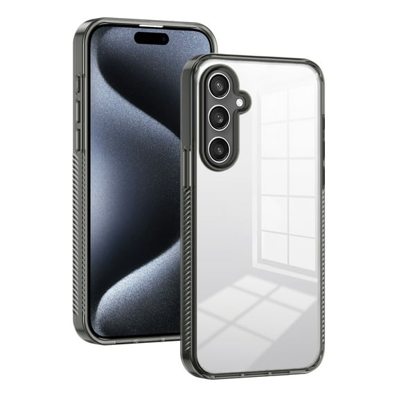 JTCASES for Samsung Galaxy S21 FE Case, Crystal-clear Transparent Backplane Anti-slip Plating Frame Military Grade Drop Resistant Shockproof for Samsung Galaxy S21 FE(6.4" 2022), Black