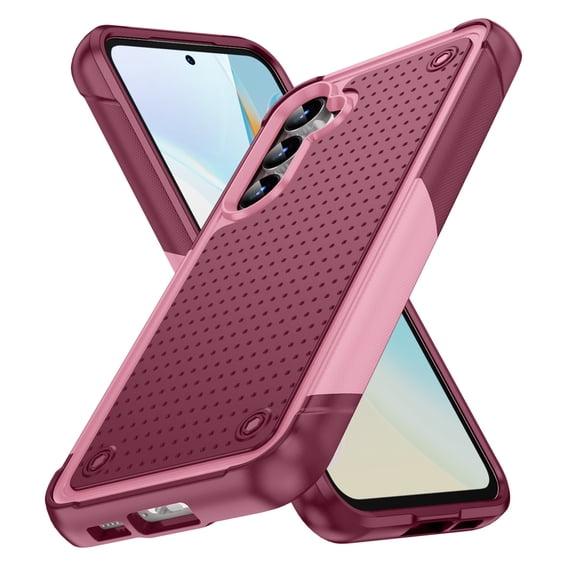 JTCASES for Samsung Galaxy S21 FE Case, Hybird PC TPU Anti-slip, Shockproof Bumper, Military Drop Resistant, Rugged Heacy Duty Full Body Protective Shell for S21 FE, Slim Fit for Girls Men,Rose