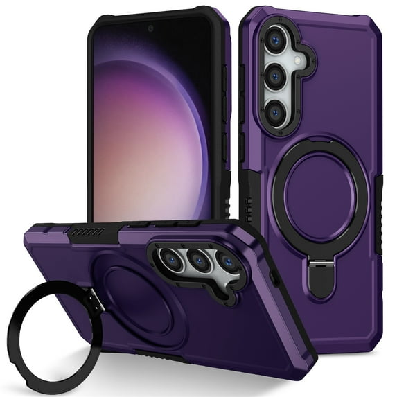 JTCASES for Samsung Galaxy S21 Plus Case, Lens Protective Frame Foldable Rotating Bracket 2-layer Anti-fall Shockproof Anti-scratch Rugged Shell for Samsung Galaxy S21 Plus, Darkpurple