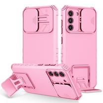 JTCASES for Samsung Galaxy S21 Plus Case, Sliding Camera Cover & Foldable Kickstand Shockproof Corners Anti-fall Rugged Anti-slip PC TPU Heavy Duty Protective Hybitd Shell - Pink