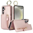 thumbnail image 1 of JTCASES for Samsung Galaxy S22 Case, PU Leather Lychee Pattern Zipper Purse Finger Ring Buckle Card Slots Stand Shell for Samsung Galaxy S22 Wear-resistant Shockproof Wallet Cover, Rosegold, 1 of 8