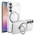 thumbnail image 1 of JTCASES for Samsung Galaxy S22 Plus Case, Crystal-clear TPU Backplane with Adjustable Ring Bracket Lens Film Protection Support MagSafe Shockproof Hybird Shell, Silver, 1 of 9