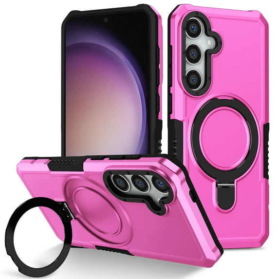 JTCASES for Samsung Galaxy S22 Plus Case, Lens Protective Frame Foldable Rotating Bracket 2-layer Anti-fall Shockproof Anti-scratch Rugged Shell for Samsung Galaxy S22 Plus, Pink