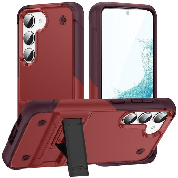 JTCASES for Samsung Galaxy S23 Case, Foldable Kickstand Heavy Duty Protective Rugged Hybird Anti-slip Shockproof/Drop Resistant PC TPU Shell for Samsung Galaxy S23, Red
