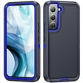 thumbnail image 1 of JTCASES for Samsung Galaxy S23 Case, Shockproof Anti-drop PC Frame Anti-slip Strip Silicone Back Shell Rugged Anti-scratch for Samsung Galaxy S23 (6.1" 2023) - Black+Blue, 1 of 8