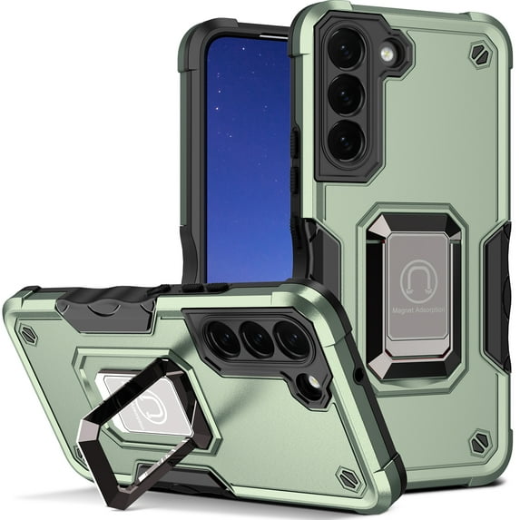 JTCASES for Samsung Galaxy S24 Case, Support Magnetic Car Mount Adjustable Bracket Non-slipping 2-Layer Shockproof Drop Resistant Heavy Duty Protective Slim Shell, Green
