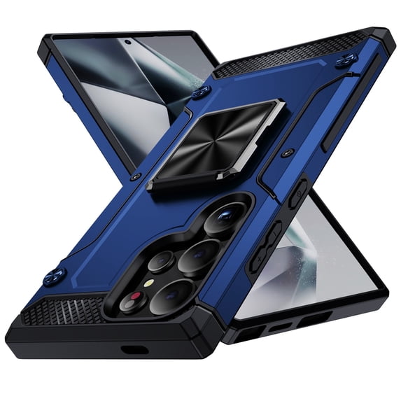 JTCASES for Samsung Galaxy S24 Ultra Armor Case, Built-in Rotatable Kickstand Anti-slip Bumper Heavy Duty Protective Hybird Shockproof Anti-fall Shell Car Mount, Blue