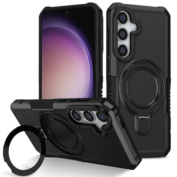 JTCASES for Samsung Galaxy S24 Ultra Case, Lens Protective Frame Foldable Rotating Bracket 2-layer Anti-fall Shockproof Anti-scratch Rugged Shell for Samsung Galaxy S24 Ultra, Black