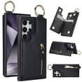 thumbnail image 1 of JTCASES for Samsung Galaxy S24 Ultra Case, PU Leather Lychee Pattern Zipper Purse Finger Ring Buckle Card Slots Stand Shell for S24 Ultra Wear-resistant Shockproof Wallet Cover, Black, 1 of 8