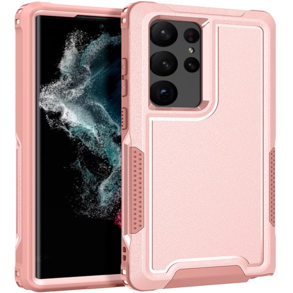 JTCASES for Samsung Galaxy S24 Ultra Case with Wireless Charging, Hybird Shockproof Bumper Anti-fall Rugged Non-slipping Protective Shell for Samsung Galaxy S24 Ultra (6.8" 2024), Rosegold