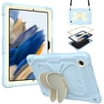 thumbnail image 1 of JTCASES for Samsung Galaxy Tab A8 10.5" 2022 SM-X200/X205 Case, Crossbody Lanyard Pencil Holder Butterfly Wings Kickstand PC Silicone Kids-friendly Sockproof Back Shell, Beige +Blue, 1 of 9