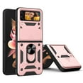 thumbnail image 1 of JTCASES for Samsung Galaxy Z Flip 3 Case with Sliding Lens Window Magnetic Car Mount Rotating Kickstand Hybird 3-layer Non-slipping Military-grade Protection Shell, Rosegold, 1 of 11