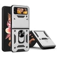 thumbnail image 1 of JTCASES for Samsung Galaxy Z Flip 3 Case with Sliding Lens Window Magnetic Car Mount Rotating Kickstand Hybird 3-layer Non-slipping Military-grade Protection Shell, Silver, 1 of 11