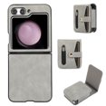 thumbnail image 1 of JTCASES for Samsung Galaxy Z Flip5 Case, Hinge Protection 360° Rotating Belt Clip Detachable Card Slot Pencil Holder PU Leather Shockproof Shell, Gray, 1 of 9