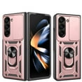 thumbnail image 1 of JTCASES for Samsung Galaxy Z Fold 4 Case with Sliding Lens Window Magnetic Car Mount Rotating Kickstand Hybird 3-layer Non-slipping Military-grade Protection Shell, Rosegold, 1 of 10