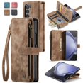 thumbnail image 1 of JTCASES for Samsung Galaxy Z Fold 4 Wallet Case with Zipper Purse Card Holders Flip Stand Wrist Strap Magnetic Closure PU Leather Anti-scratch Support Wireless Charging Drop Resistant Shell, Brown, 1 of 7