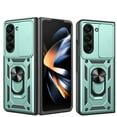 thumbnail image 1 of JTCASES for Samsung Galaxy Z Fold 5 Case with Sliding Lens Window Magnetic Car Mount Rotating Kickstand Hybird 3-layer Non-slipping Military-grade Protection Shell, Green, 1 of 10