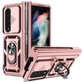 thumbnail image 1 of JTCASES for Samsung Galaxy Z Fold4 Case, Heavy Duty Protection Magnetic Car Mount Rotating Stand [Slide Camera Window] Rugged Shockproof Anti-fall Shell for Z Fold4, Rosegold, 1 of 9
