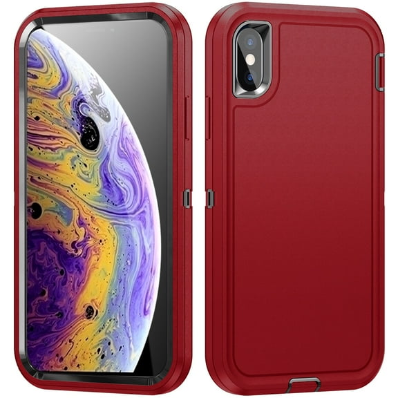 JTCASES for IPhone XR Case, Shockproof Anti-drop PC Frame Anti-slip Strip Silicone Back Shell Rugged Anti-scratch for IPhone XR (6.1" 2018) - Red