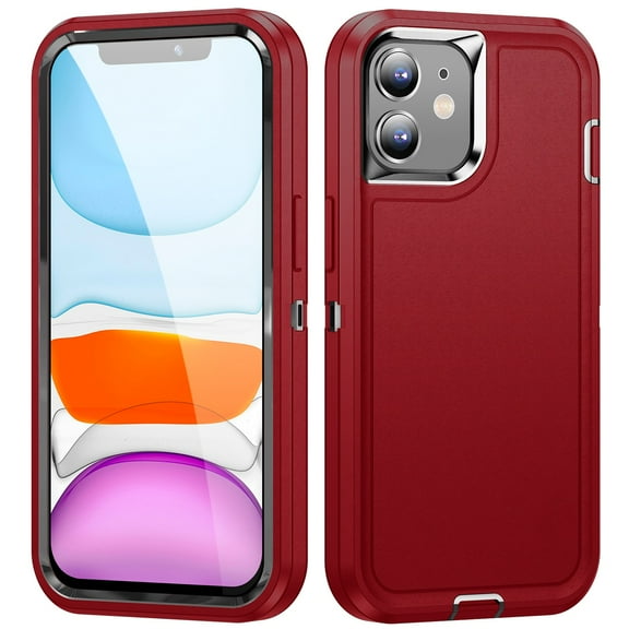 JTCASES for iPhone 11 Case, Shockproof Anti-drop PC Frame Anti-slip Strip Silicone Back Shell Rugged Anti-scratch for iPhone 11 (6.1" 2019) - Red