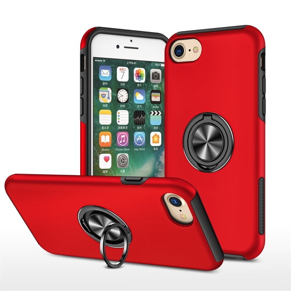 JTCASES for iPhone 6/6s Case, Car Mount Bracket 2-layer Hybird Shockproof PC TPU Anti-fall Slim Fit Lightweight Magnetic Cover for iPhone 6/6s, Red