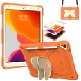 thumbnail image 1 of JTCASES for iPad 10.2 inch 9th/8th/7th Generation (2021/2020/2019) Case, Crossbody Lanyard Pencil Holder Butterfly Wings Kickstand PC Silicone Kids-friendly Sockproof Back Shell, Beige +Orange, 1 of 8