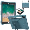 thumbnail image 1 of JTCASES for iPad 6th Generation 9.7 inch 2017 2018, iPad Air 2 Gen Case, Crossbody Lanyard Pencil Holder Butterfly Wings Kickstand PC Silicone Kids-friendly Sockproof Back Shell, Darkgreen, 1 of 8