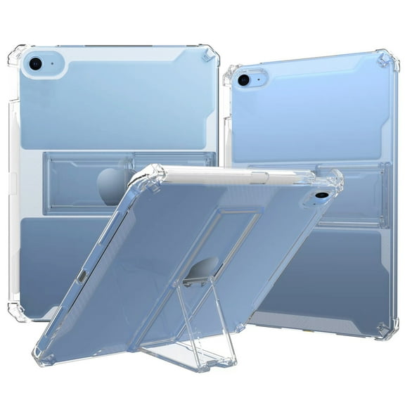 JTCASES for iPad Mini 5th/4th Generation 7.9" Case with Pencil Holder + Foldable Bracket, Transparent Non-yellow Shockproof TPU Protective Cover (Clear)