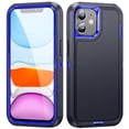 thumbnail image 1 of JTCASES for iPhone 11 Case, Shockproof Anti-drop PC Frame Anti-slip Strip Silicone Back Shell Rugged Anti-scratch for iPhone 11 (6.1" 2019) - Black+Blue, 1 of 8