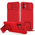 thumbnail image 1 of JTCASES for iPhone 11 Case, Sliding Camera Cover & Foldable Kickstand Shockproof Corners Anti-fall Rugged Anti-slip PC TPU Heavy Duty Protective Hybitd Shell - Red, 1 of 12
