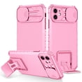 thumbnail image 1 of JTCASES for iPhone 11 Case, Sliding Camera Cover & Foldable Kickstand Shockproof Corners Anti-fall Rugged Anti-slip PC TPU Heavy Duty Protective Hybitd Shell - Pink, 1 of 12