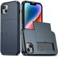 thumbnail image 1 of JTCASES for iPhone 12/12 Pro Case with Hidden Card Slot[Up to 2] Shockproof Silicone Bumper Rugged Cover Drop Resistant Slim Hybird for iPhone 12/12 Pro Anti-scratch, Darkblue, 1 of 10