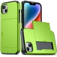 thumbnail image 1 of JTCASES for iPhone 12/12 Pro Case with Hidden Card Slot[Up to 2] Shockproof Silicone Bumper Rugged Cover Drop Resistant Slim Hybird for iPhone 12/12 Pro Anti-scratch, Green, 1 of 10