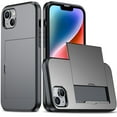thumbnail image 1 of JTCASES for iPhone 12 Mini Case with Hidden Card Slot[Up to 2] Shockproof Silicone Bumper Rugged Cover Drop Resistant Slim Hybird for iPhone 12 Mini Anti-scratch, Gray, 1 of 10