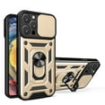 thumbnail image 1 of JTCASES for iPhone 12 Pro Case with Sliding Lens Window Magnetic Car Mount Rotating Kickstand Hybird 3-layer Non-slipping Military-grade Protection Shell, Gold, 1 of 10