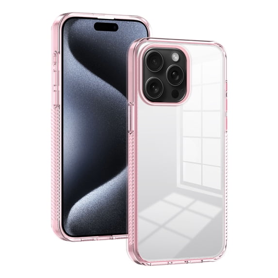 JTCASES for iPhone 12 Pro Max Case, Crystal-clear Transparent Backplane Anti-slip Plating Frame Military Grade Drop Resistant Shockproof for iPhone 12 Pro Max(6.7" 2020), Pink