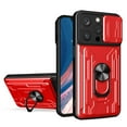 thumbnail image 1 of JTCASES for iPhone 12 Pro Max Case, Slide Camera Window + Card Slot + Rotating Ring Bracket TPU Soft Shell & PC Backplane Car Mount Hybird Heavy Duty Shockproof Shell, Red, 1 of 13